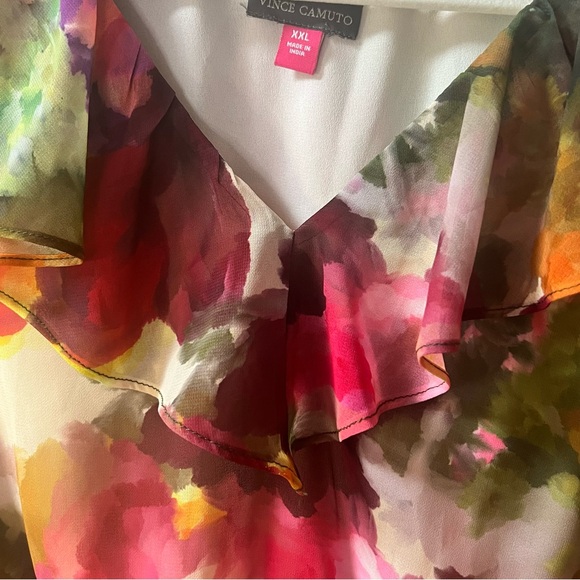 VINCE CAMUTO Floral Watercolor Ruffle Sleeve Midi Dress|  XXL - Picture 5 of 10